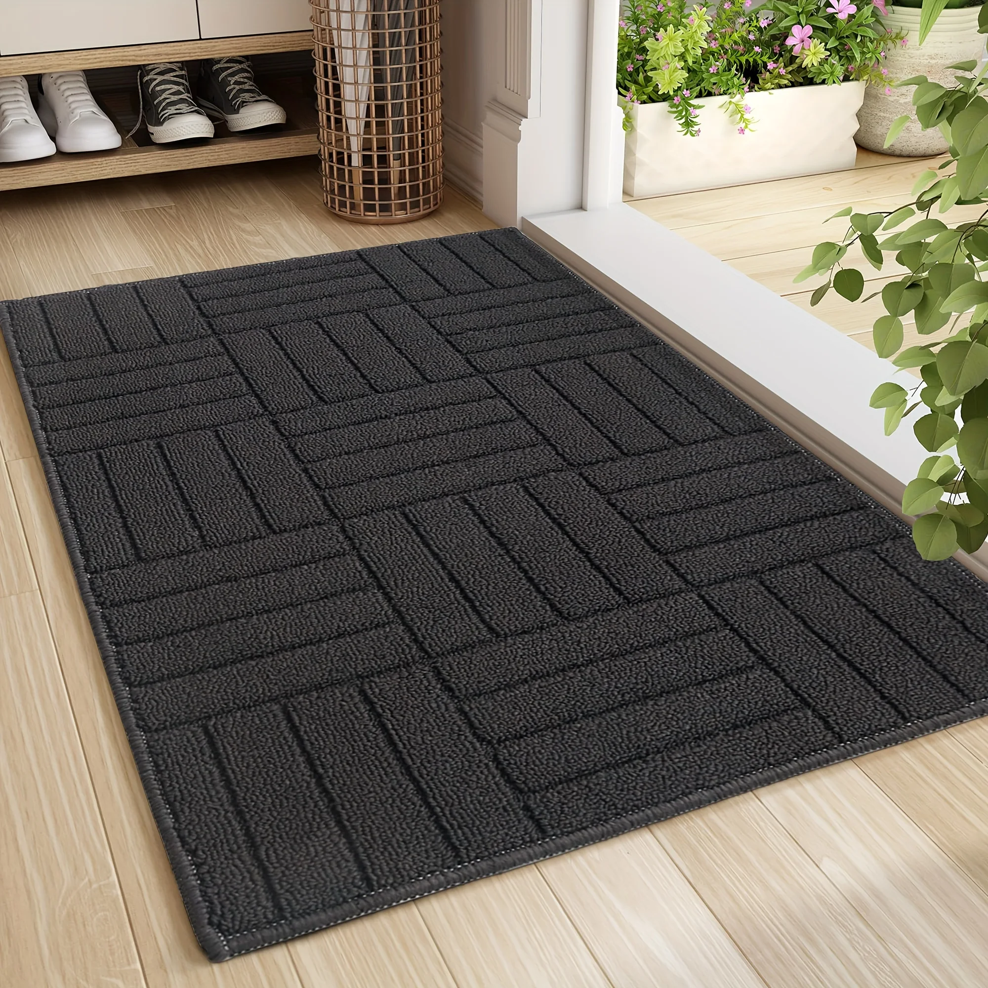 

Super Absorbs Mud Non Slip Door Mat ,Outdoor Indoor Front Back Door Shoes Scraper Machine Washable Carpet Geometry Floor Dirt