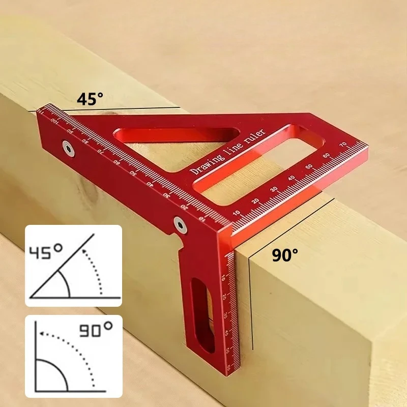 다기능 45/90도 목공용 직각자, 마킹자, 알루미늄 합금 3D 각도자, 공구 가구..
