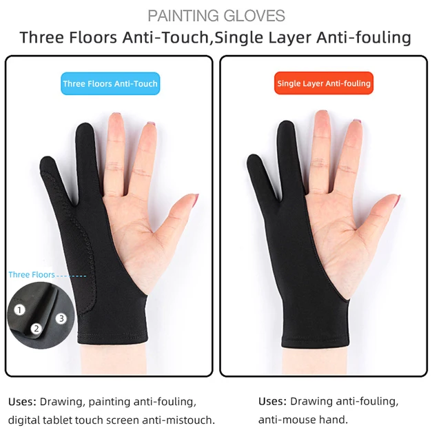 Anti-touch Glove Two Finger Artist Glove Of Smooth Elasticity Breathable  Digital Art GraphicTablet Gloves Good For Right And