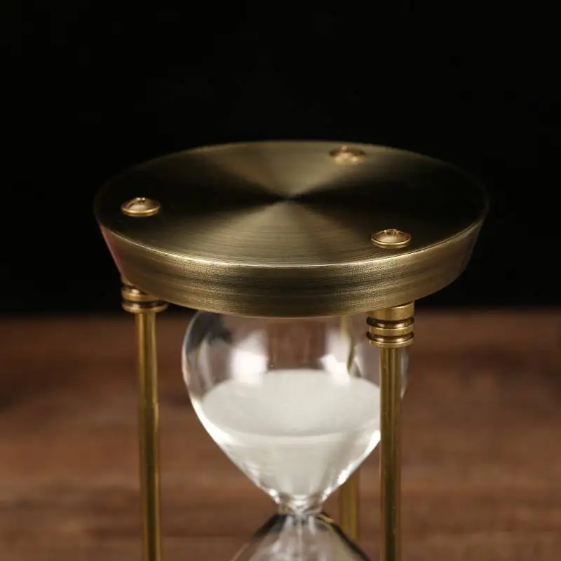 15/30 Minutes Brass Metal Hourglass European Retro Office Bookshelf Study Ornaments Sand Clock Home Indoor Decoration Timer Gift 3