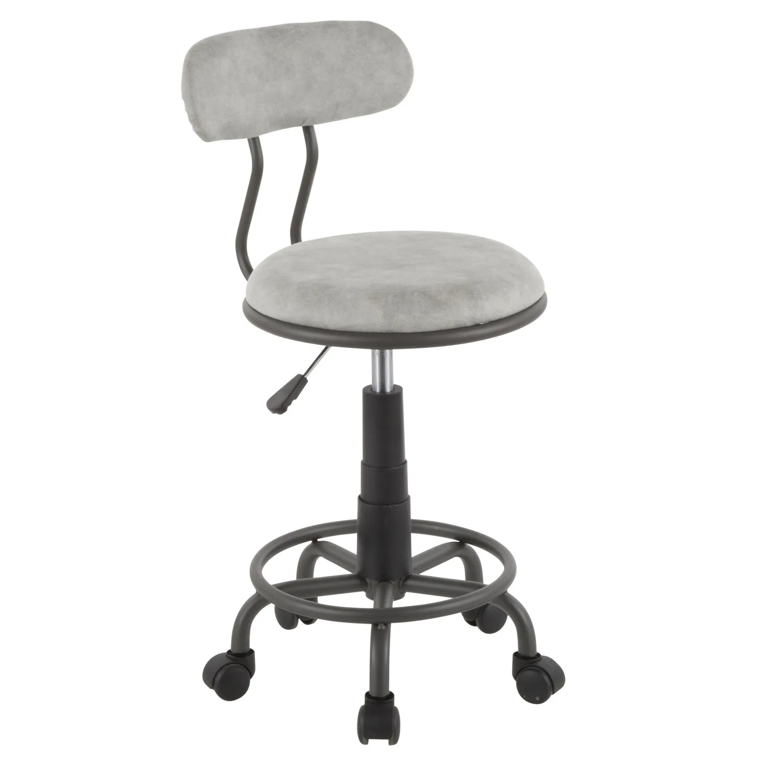 

LumiSource Swift Industrial Task Chair - Sleek Grey Metal Frame with Elegant Light Grey Faux Leather Padding