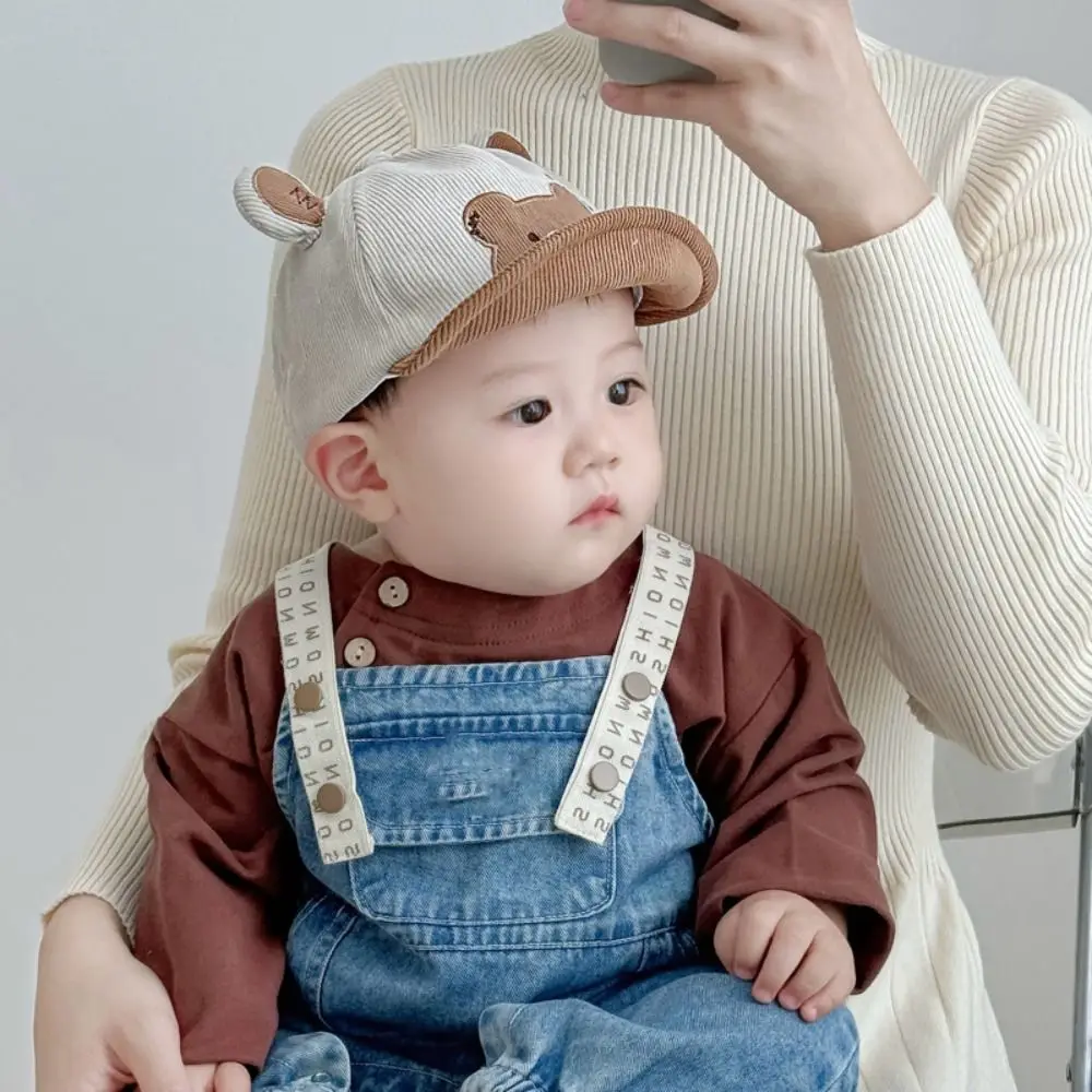 Soft Cotton Infant Bucket Hat Cartoon Bear Sunscreen Baby Sunhat Wide Brim Kawaii Newborn Flat Cap Boy Girls