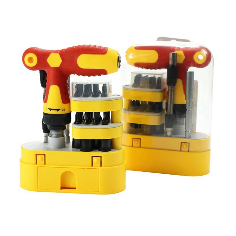

T-Shaped Bidirectional Ratchet Screwdriver Set Telescopic Multi-Angle Maintenance Screwdriver Combination Tool Set Durable