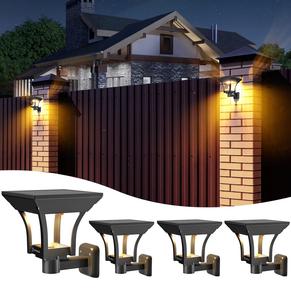 Outdoor Solar Landscape Wall Lights IP65 Waterproof LED Solar Powered Garden Lights for Patio Lawn Porch Walkway Backyard