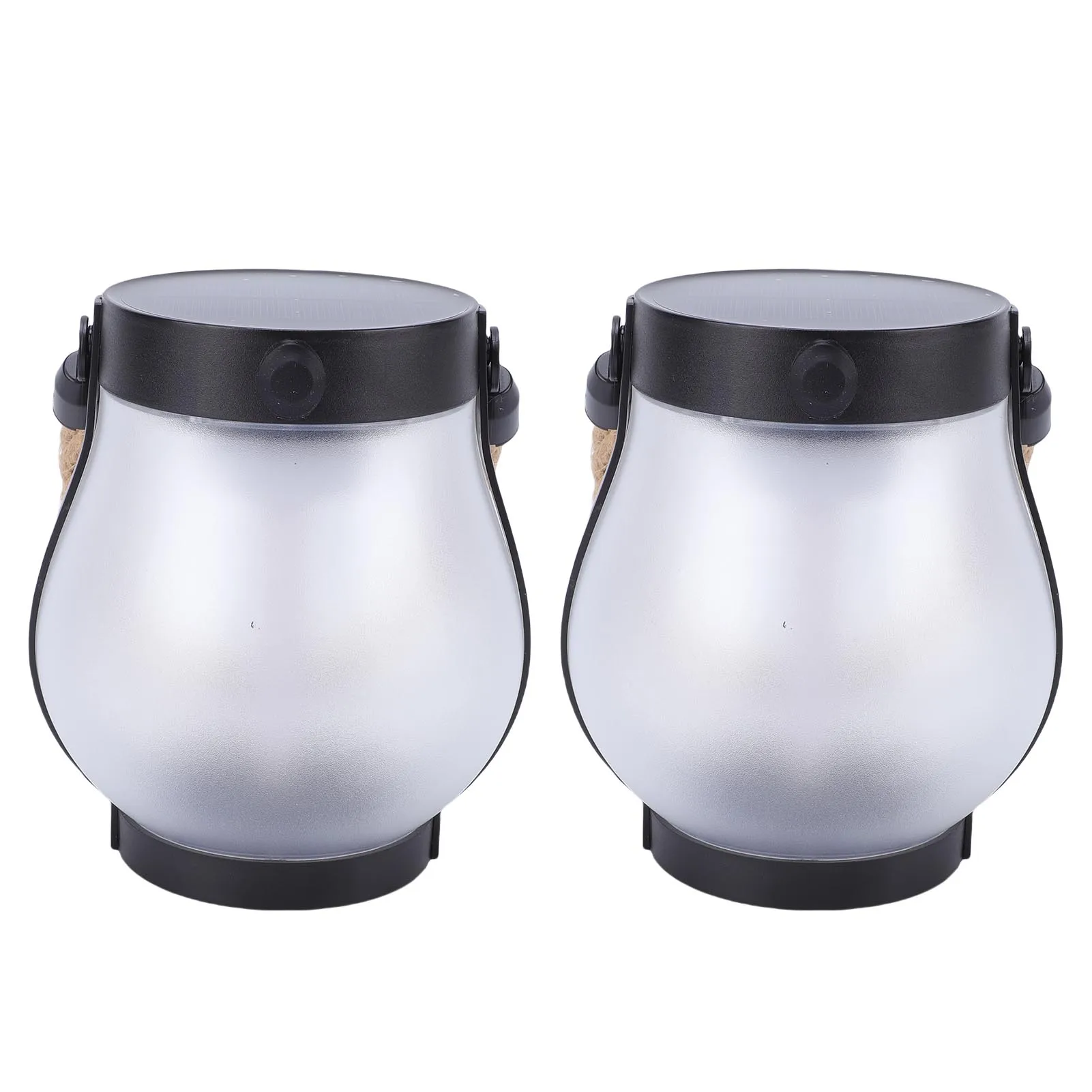 2pcs Solar Lantern Outdoor Lights Solar Powered USB Rechargeable Outdoor Lanterns with Realistic Flickering Fire Hemp Rope Desig