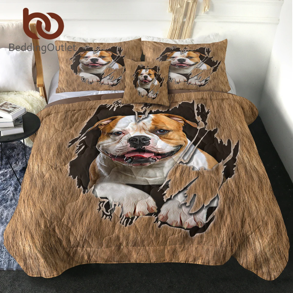 

BeddingOutlet Lovely Pug Bedding Set Kawaii Dog Animal Fur Plank Pattern Comforter Pilow Shams With Cushion Cover For Home Decor