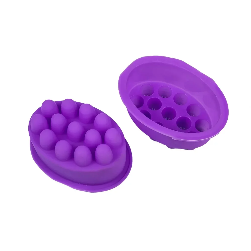 Silicone Mold Soap Molds 3D Handmade Massage Therapy Bar Molding Tray Oval Shape