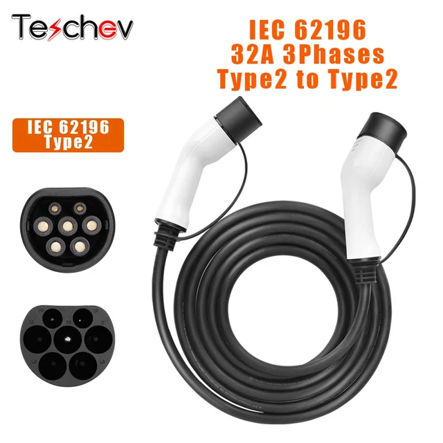 EV Charger Cable 32A 22KW Type 2 to Type 2 Extension Cable Length 5M/7M/10M  for Charging Station 1 Phase/3 Phase IEC 62196 Plug - AliExpress