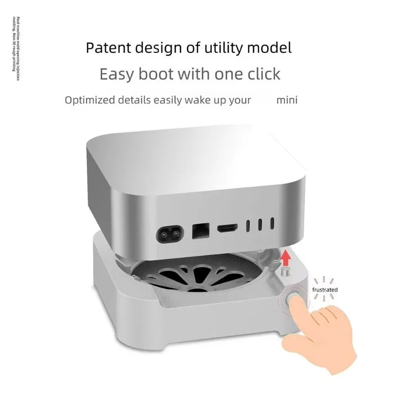 A42Z-For Mac Mini M4(2024) 스탠드 베이스 - 먼지 방지, 고효율 냉각, 실버 그레이 및 옐로우 색상의 컴퓨터 액세서리