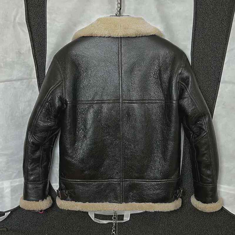 New Fashion Men Genuine Sheepskin Shearling Coat Wool Liner Cashmere Jacket Male Winter Clothes Outerwear 3XL 4XL 5XL 6XL 7XL