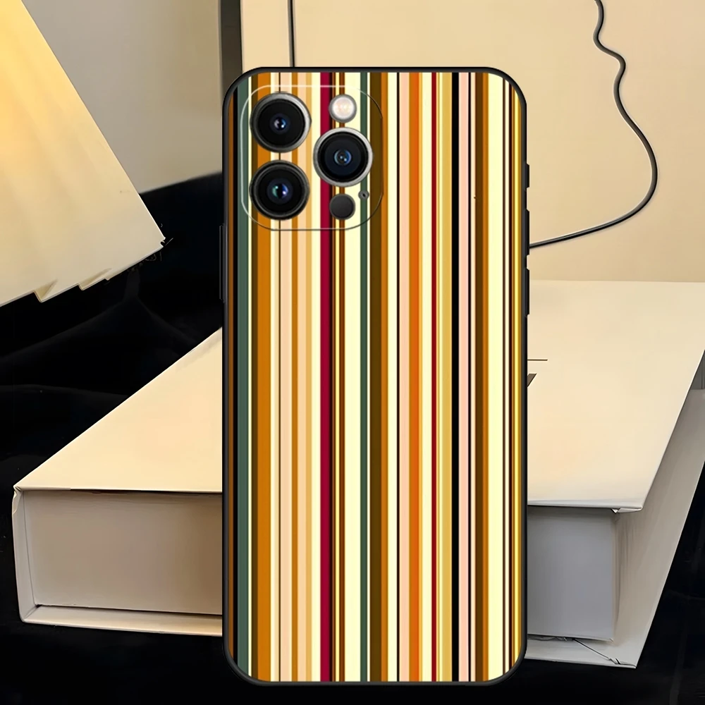 Retro Stripes Pattern Shockproof Silicone Phone Case Cover