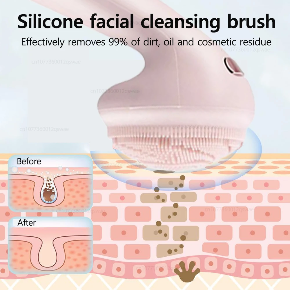 Electric SiliconeFace Cleansing Brush Facial Cleanser Vibration Roller Massage Deep Clean Brush Pore Exfoliating Cleanser 3