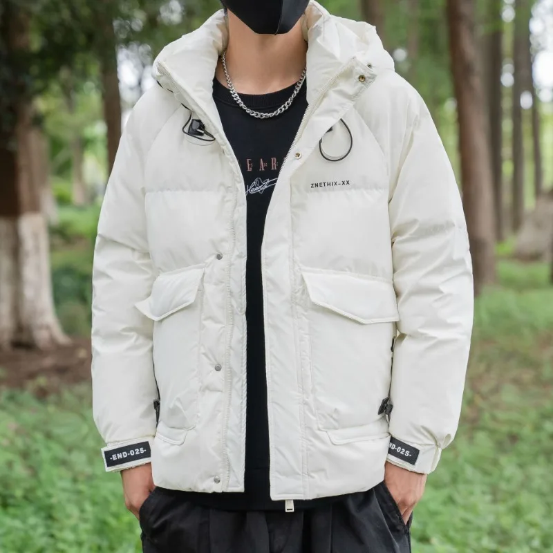Winter New Men Down Jacket Male Casual All-Match High-Grade Warm Outwear Trendy Hooded Thickened Large Size Solid Color Outcoat