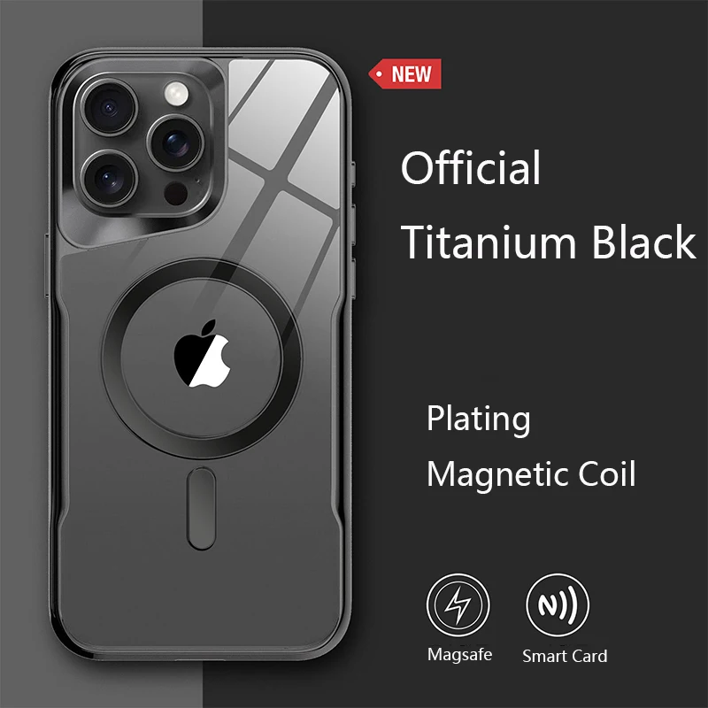 thumbnail image 1 of Plating Soft Rubber Frame Magnetic Phone Case For iPhone 12 13 11 15 14 Pro Max Plus Lens Protection Magsafe Wireless Charging, 1 of 5