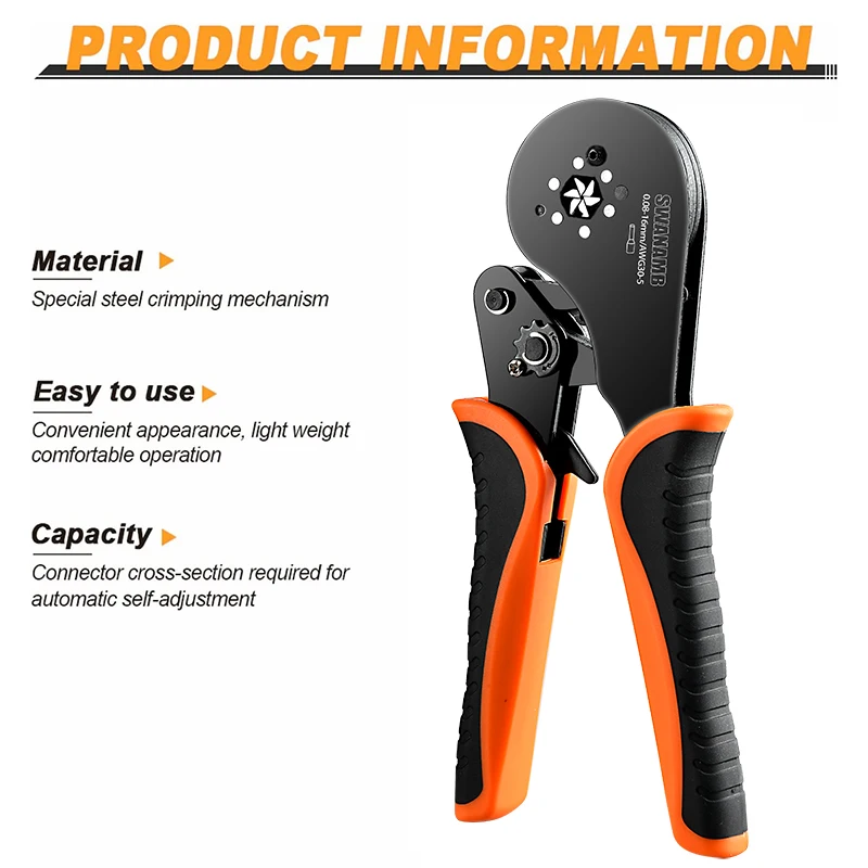 HSC8 16-6 압착 플라이어 키트, 와이어 페룰 슬리브, 관형 터미널 클램프 도구, 0.08-16 mm² 와이어 크림퍼, 가정용 전기 세트