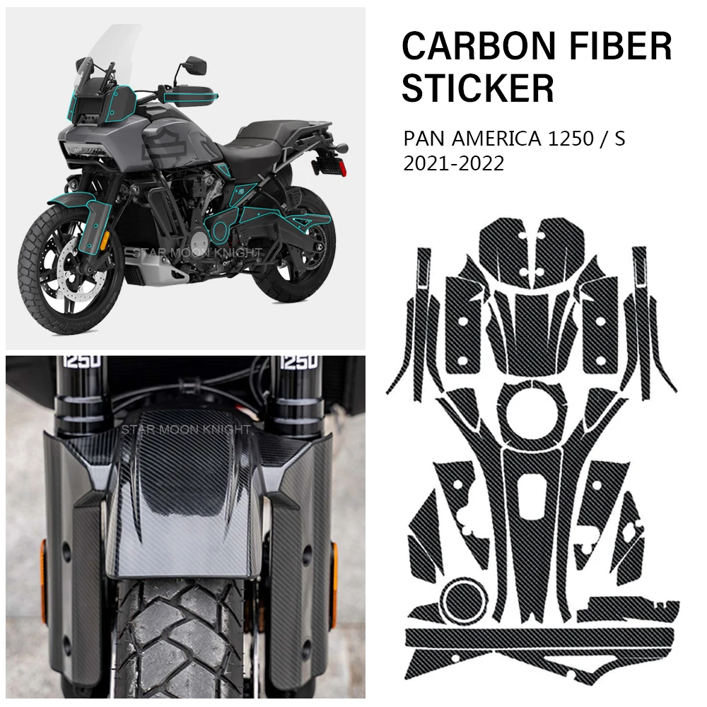 Motorcycle Carbon Fiber Pattern Stickers For HARLEY PAN AMERICA 1250 S PA 1250S PA1250 2021 2022 Decal Fuel Tank Pad Protection