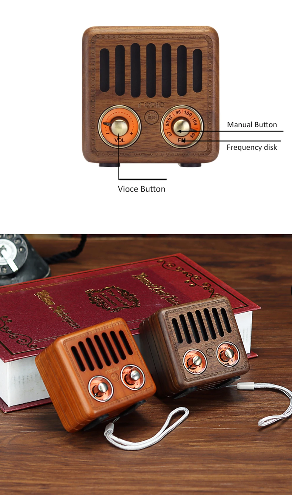 Retro Old Fashioned Estilo Clássico Mini Portátil