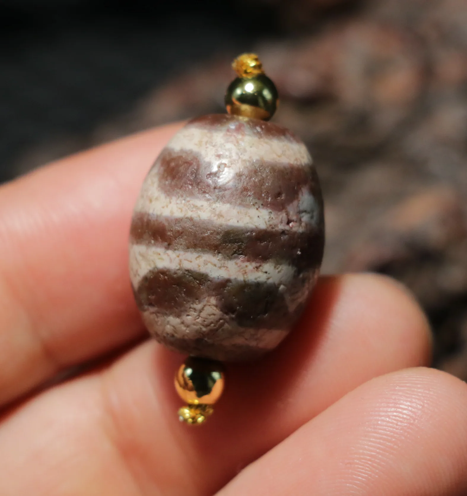 

Magic Power Tibetan Old Agate Double Tiger Tooth Daluo dZi Bead Amulet For Jewelry Precious Gemstone Treasure$$$