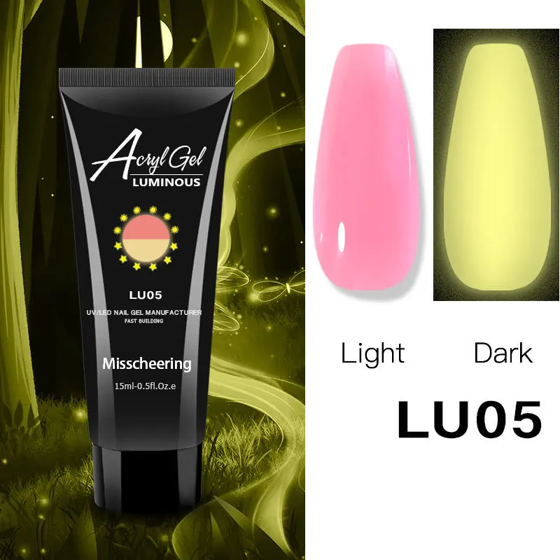 

15ml Nail Quick Building Crystal Soak Off Gel Nail Polish Glow In The Dark Nail Polish Luminous Nail Extension Glue Manicure
