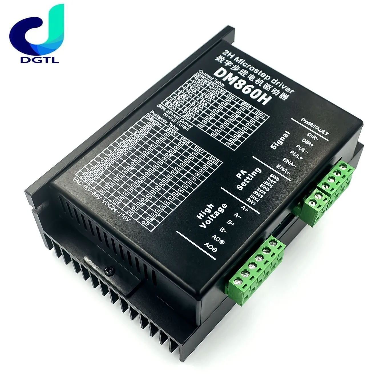 

Stepper motor driver cintroller DM860 DM860H microstep brushless DC stepper motor shell for 57 86 stepper motor Nema23 Nema34