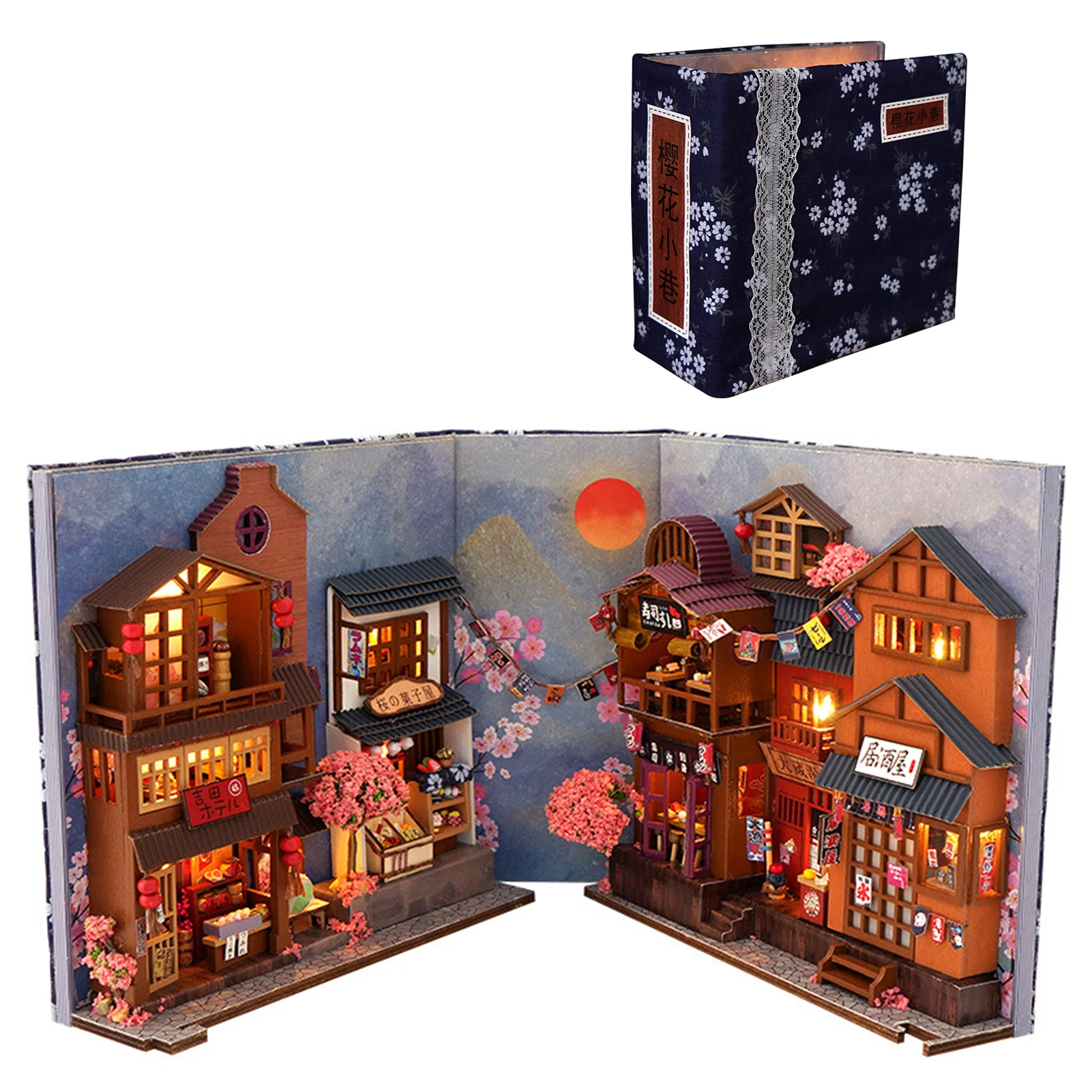 

Booknook Shelf Insert 3D Book Nook Shelf Insert Decor Wooden Puzzles Dollhouse Insert Bookshelf Bookend Minature Kit With LED