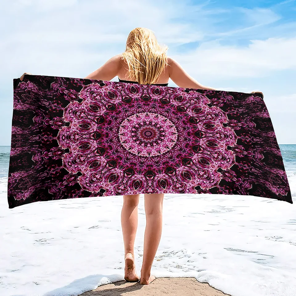 Boho Beach Towel 32x52 Inches | Microfiber Quick Dry Towel With Bohemian Pattern | Lightweight Sand Free Towel For Pool, Travel, Decor