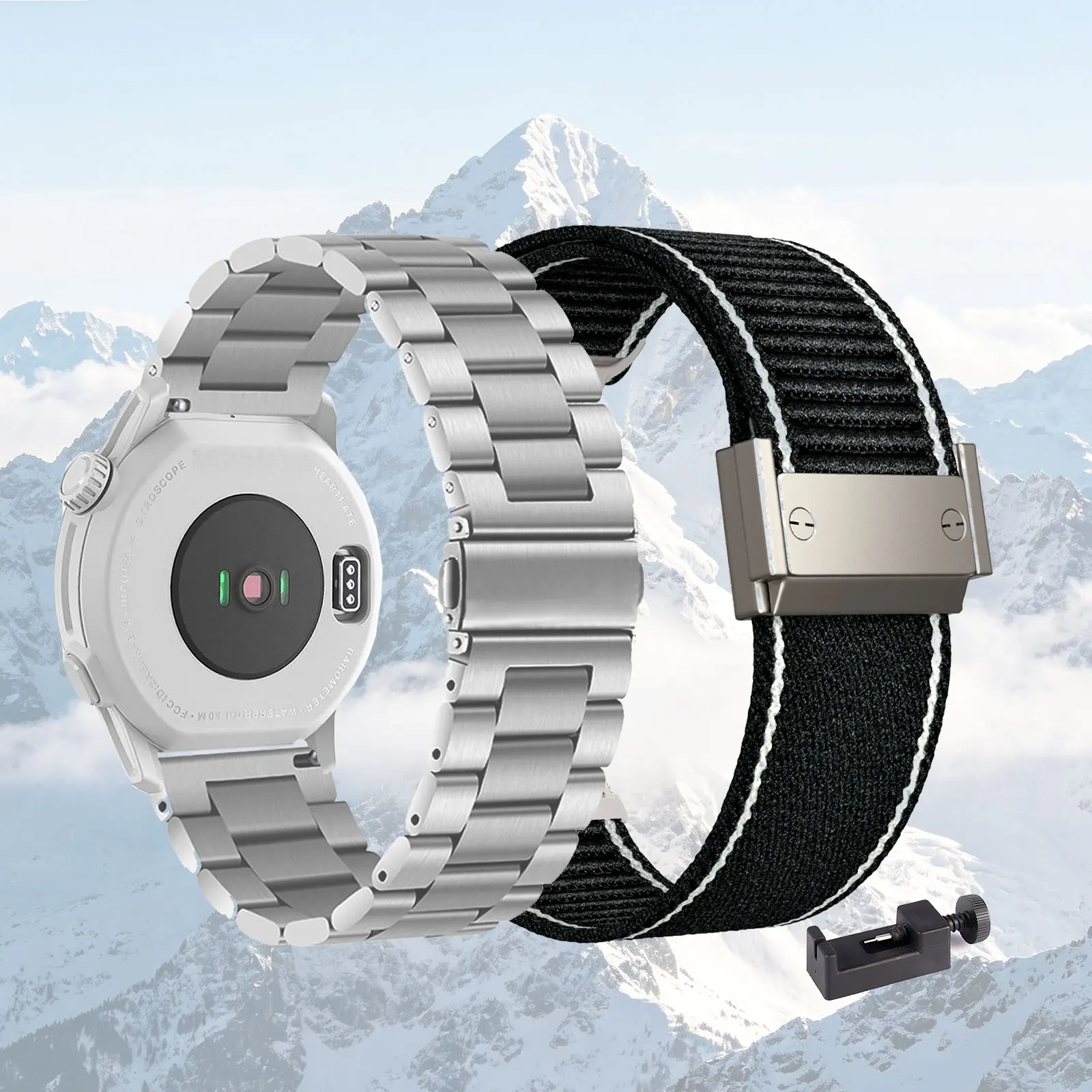 Dual Strap Set: Metal & Nylon Bands