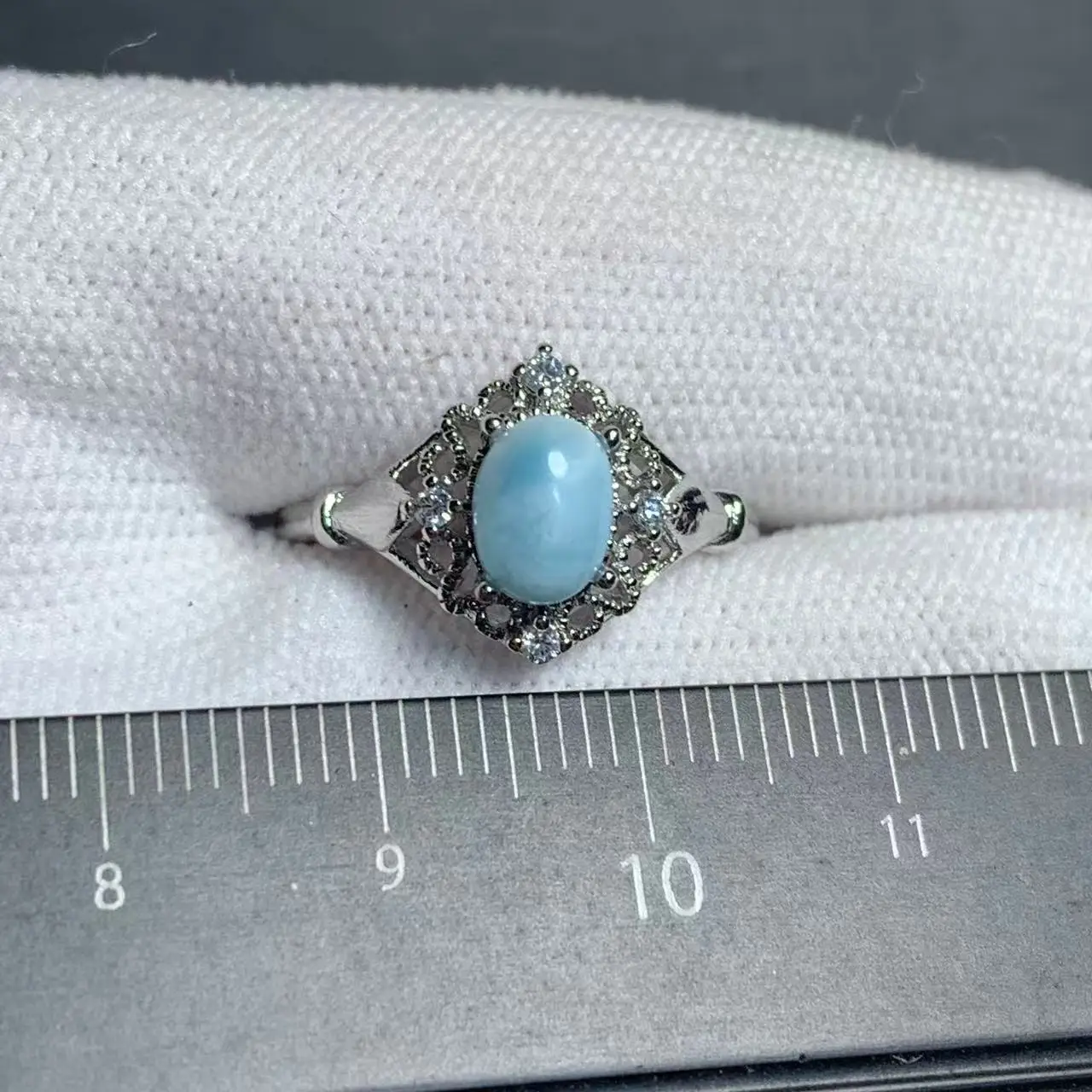 Authentic Natural Larimar Ring Adjustable Female Heart ring Jewelry for Women Gift Wholesale High Quality Vintage Fine