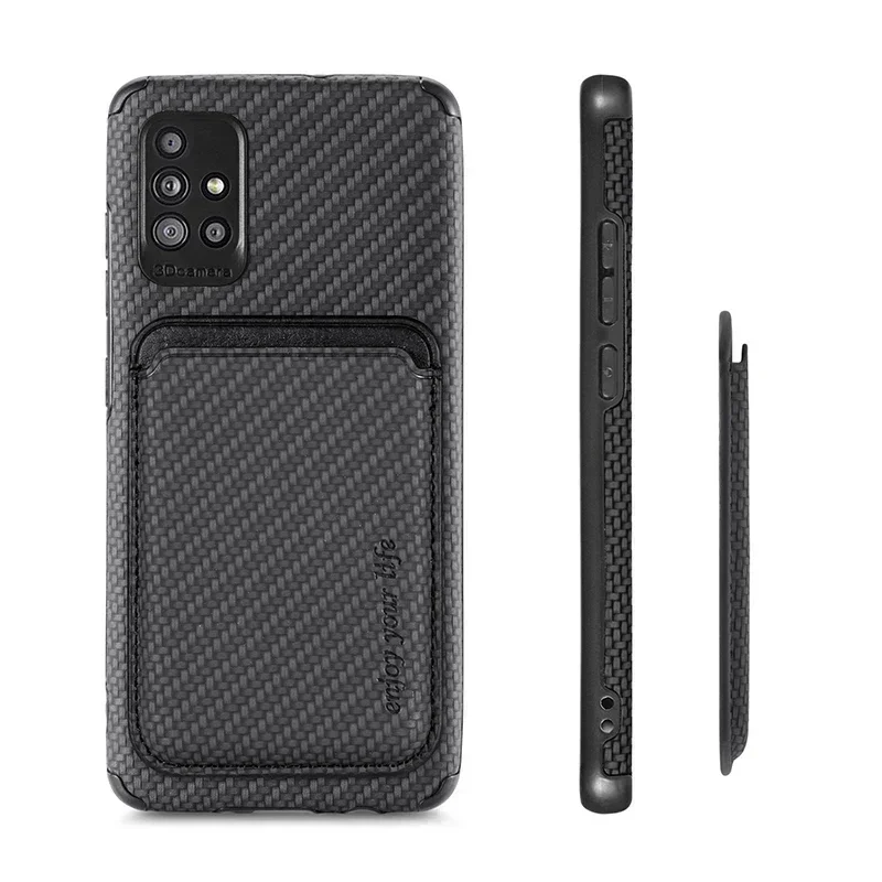 Enhanced Carbon Fiber Magnetic Wallet Case with MagSafe Card Holder