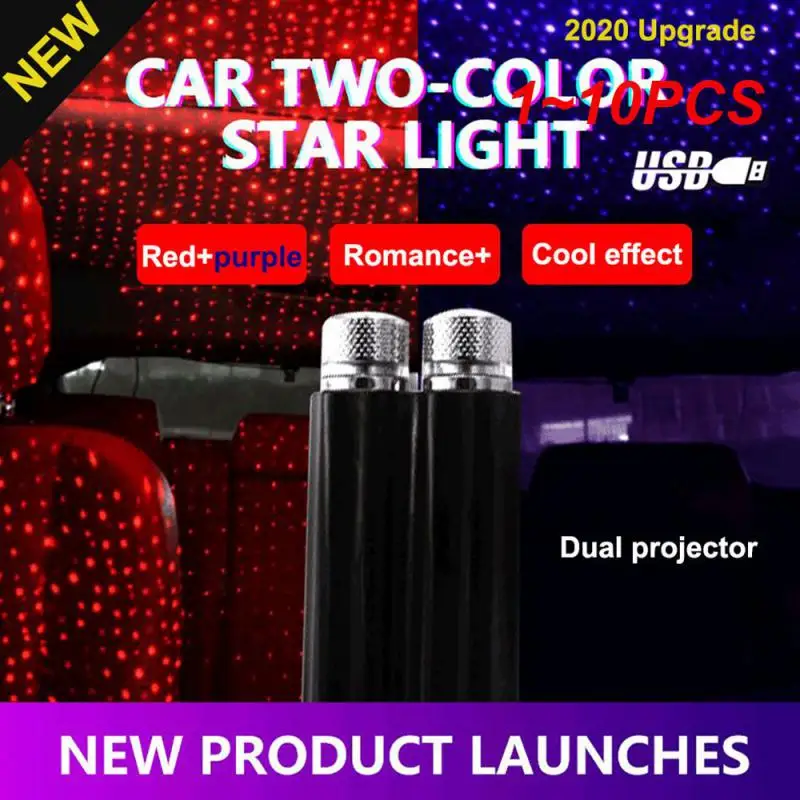 1 ~ 10Pcs Car Roof Star Light Usb Car Interior Led Light Atmosphere Starry Sky Lamp Household Star Projector Lights Ambient Star