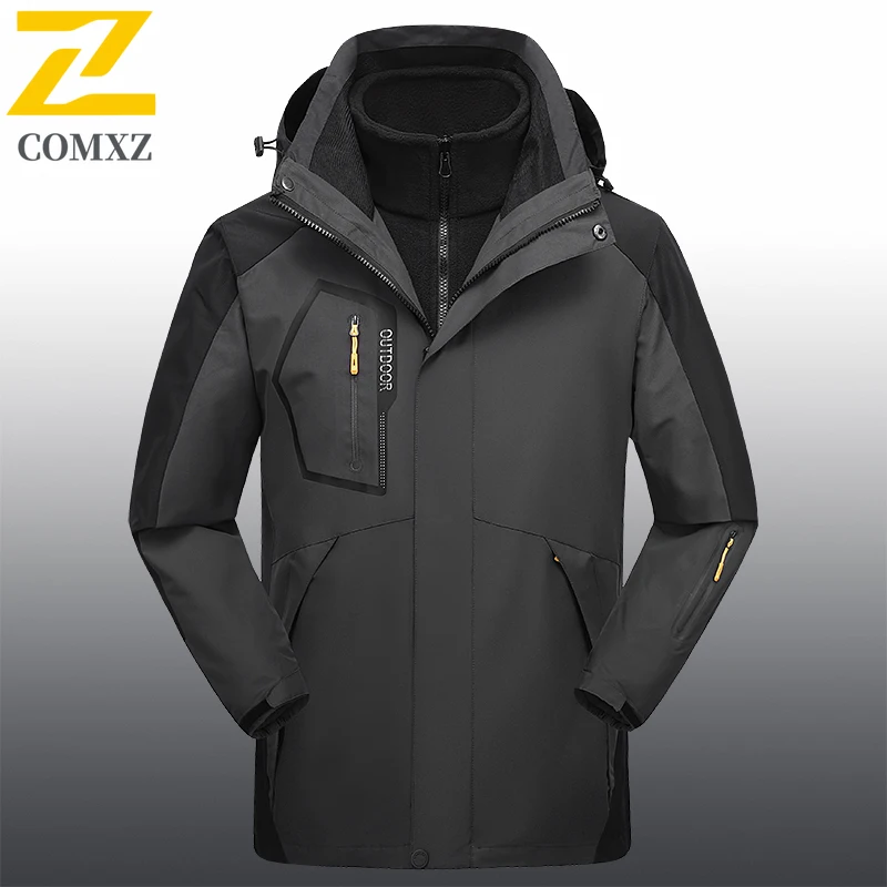 New Mountaineering Charge Jacket Outdoor Windproof Waterproof Chest Zipper Pocket Design Hooded Coat Couple Travel Windbreaker