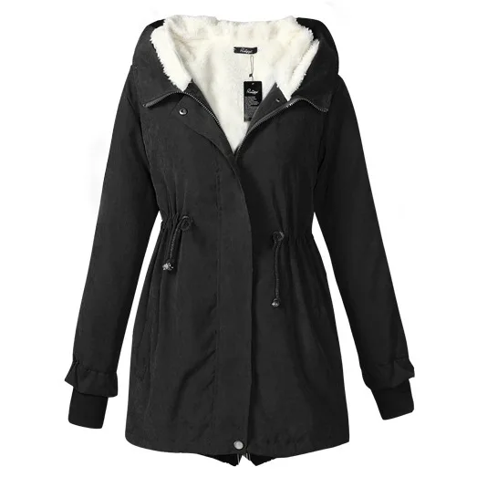 

Autumn and winter women's warm jacket, warm and thick mid length cotton jacket