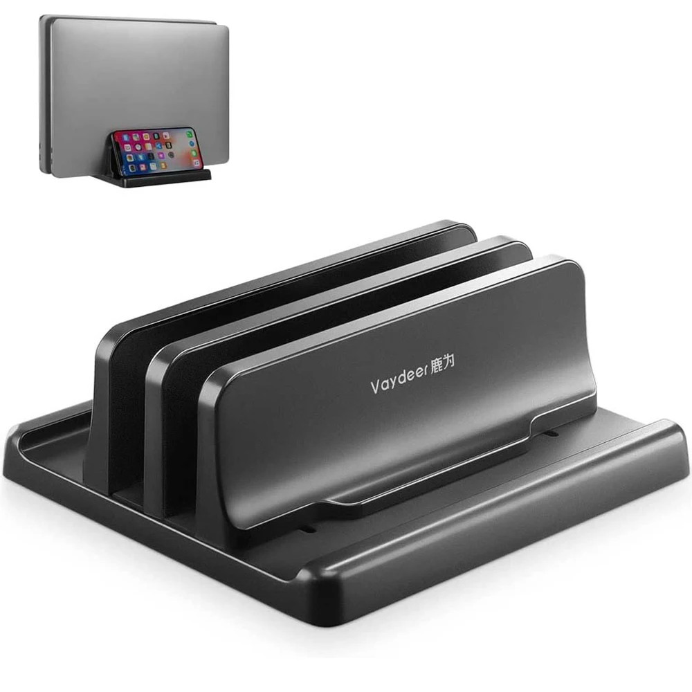 Suporte Vertical Ajustável para Laptop Slot Duplo Plástico Abs Economia de Espaço Macbook Superfície do Chromebook hp Dell Livro Ipad 4in Design