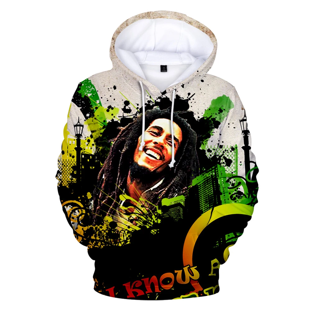 

Fashion Tops New Hip Hop Bob Marley 3D Hoodies Sweatshirts for Men and Women Reggae Polyester Print Pullover Unisex