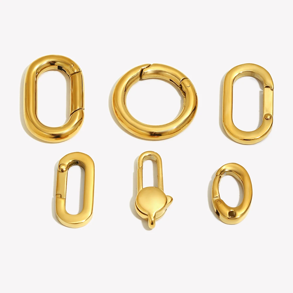 Elegant Round Oval Buckle Pendants - 18k Gold Plated Stainless Steel