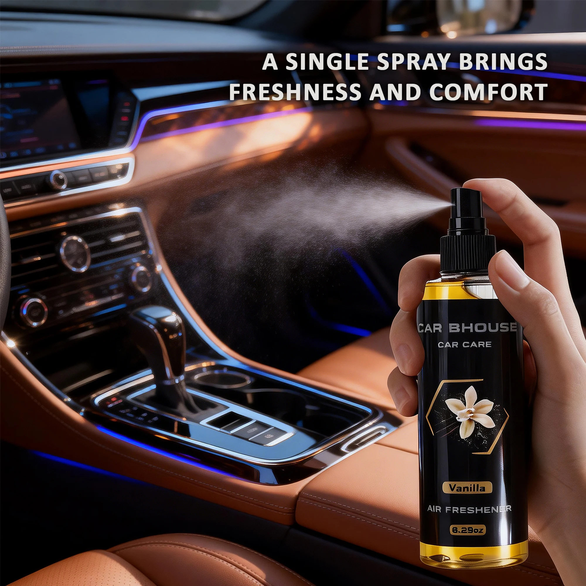 Deodorante Spray per Auto, Fragranza Floreale e Fruttata, Profumo Fresco, 8.29oz/245ml, Grande Capacità, Spray Deodorante per Interni Auto - Image 4