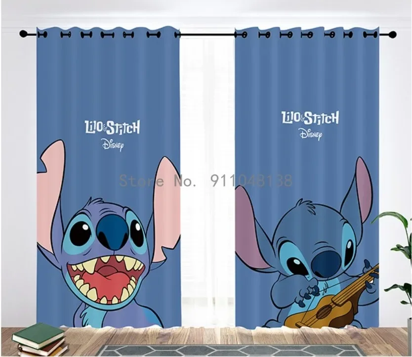 귀여운 디즈니 Lilo & Stitch 3D 암막 커튼, 침실 거실 홈 장식, 어린이, 소녀, 소년, 생일 선물