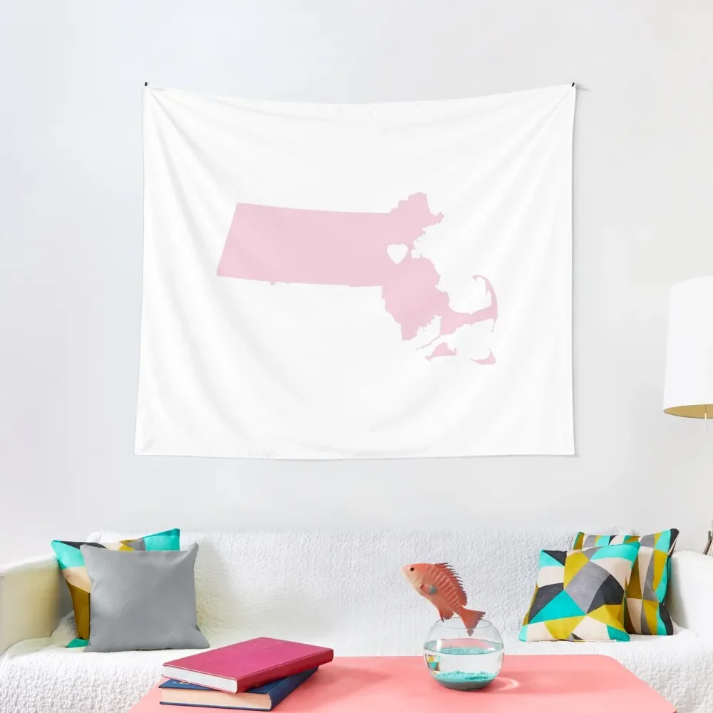 

Massachusetts Love in Pink Tapestry Carpet Wall Bedroom Decor Aesthetic Wall Coverings Cute Room Things Tapestry