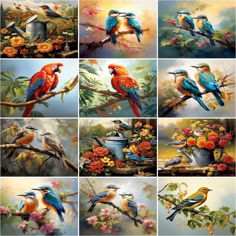 

CHENISTORY Pictures By Number Bird Animal HandPainted Kits Drawing Canvas Coloring Oil Painting By Number Home Decoration