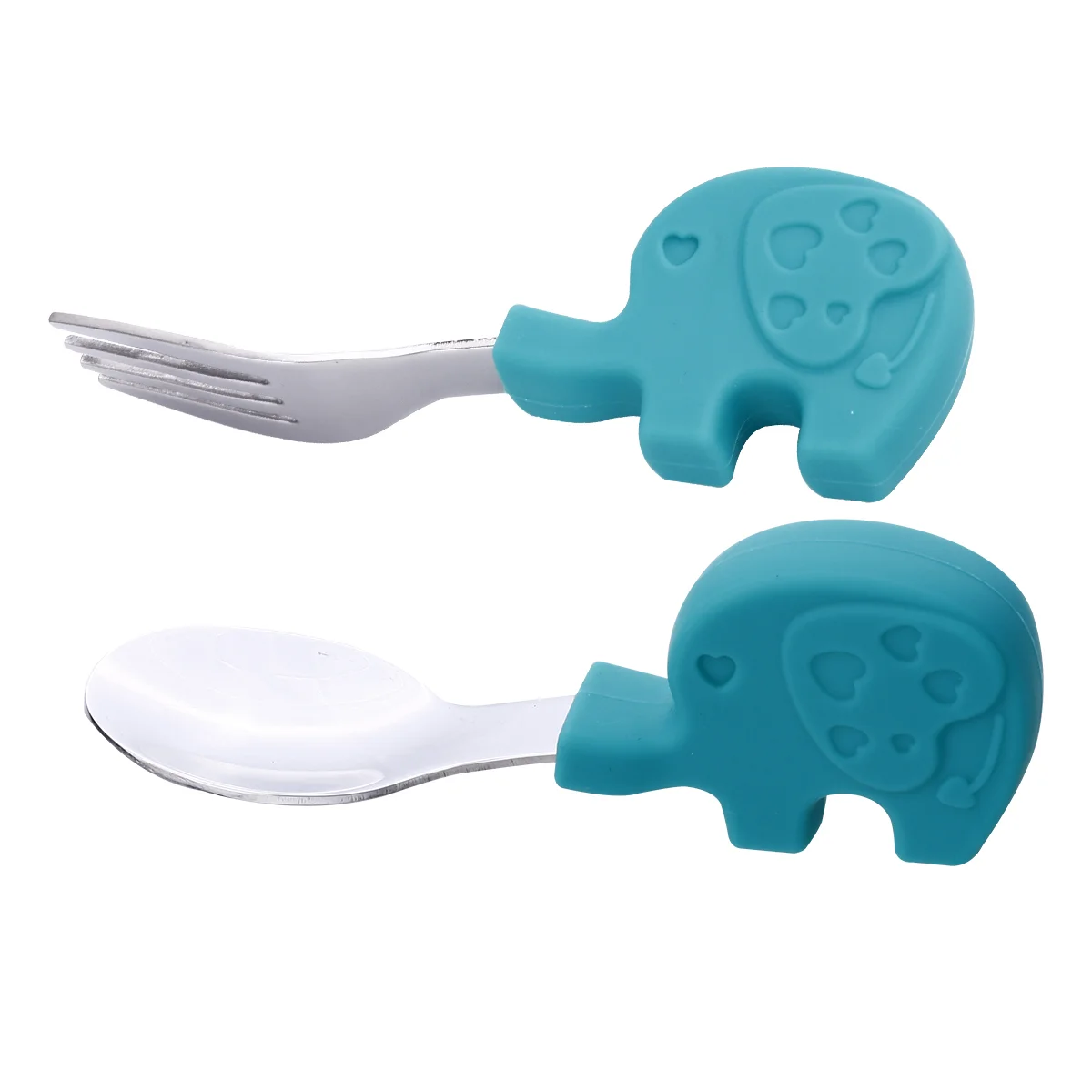 

Stainless Steel Training Fork and Spoon Baby Flatware Toddler Utensils Tableware