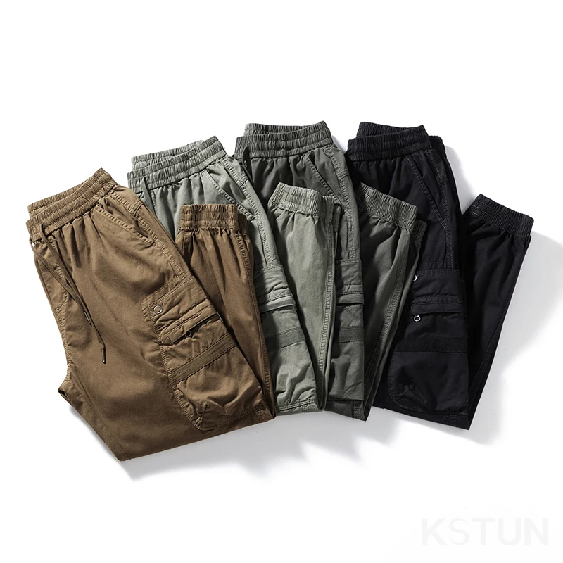 Men Cargo Pants Elastic Waist Loose Jogger Male Casual Harem Pants Sweatpants Tapered Sports