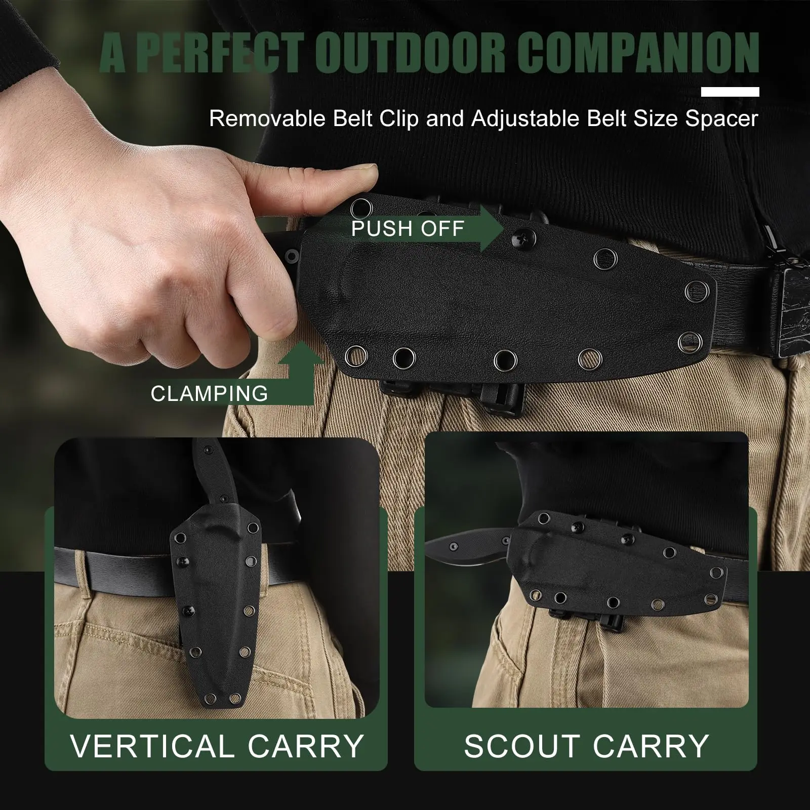 OMESIO Fixed Blade Tactical Knife with Kydex Sheath 4