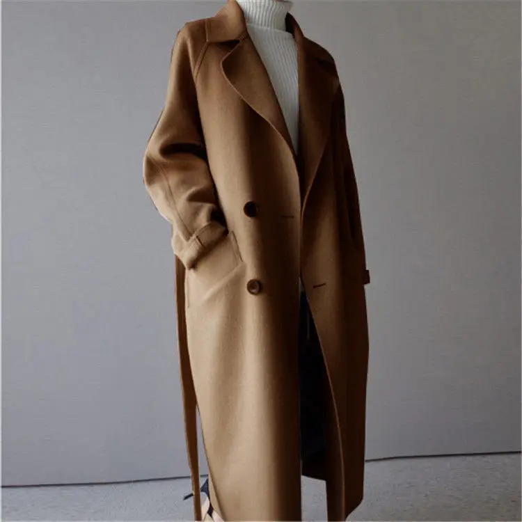 

Japan Female Overcoat Coat Women's Mid Length Autumn And Winter Outfit Beige Woolen Jacket Harajuku Korea Clothing Warm Trench