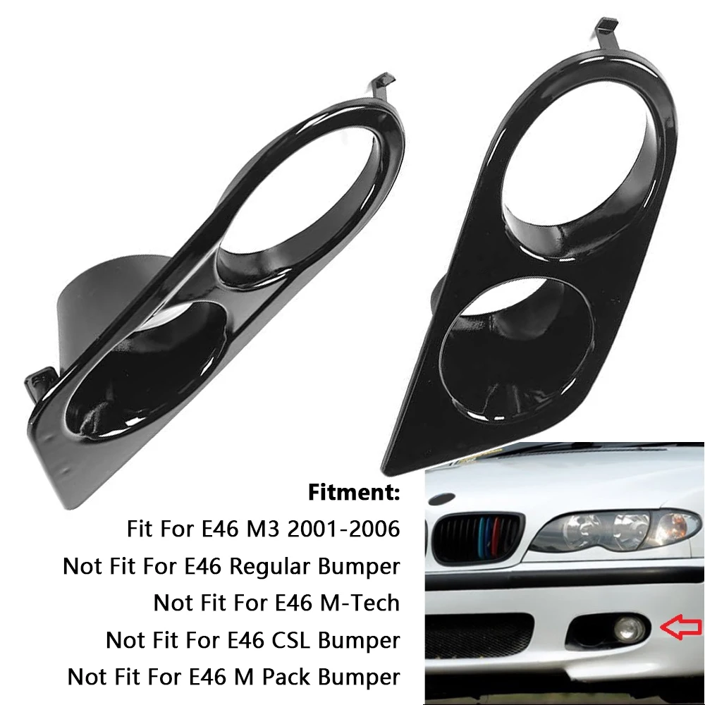 MOYIC Glossy Black Fog Light Trim Ring Covers For BMW E46 M3 2001-2006 - ABS Plastic Replacement