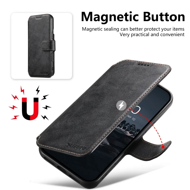 Premium 2-in-1 Detachable Magnetic Leather Wallet Phone Cover with Wireless Charging