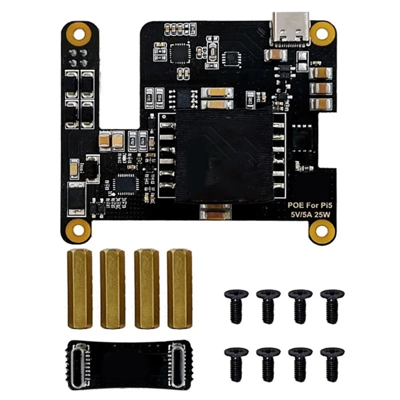 활성화된 802.3af PoE(Power Over Ethernet) 확장 보드가 있는 RPi 5 POE용