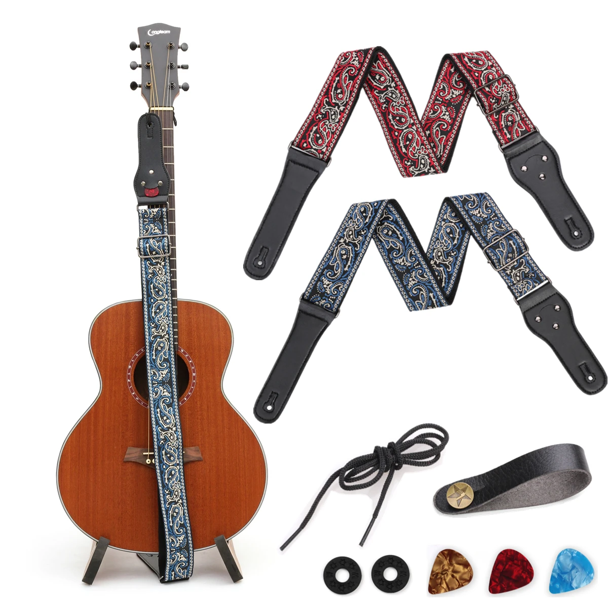 Alcatraz Island Postimpressionisme Resistente Guitar Bass Strap Vintage Flowers Stripes Bohemia Style Woven Embroidery  Fabrics With Neck Strap Anti-skid Buckles And Picks - Guitar Parts &  Accessories - AliExpress