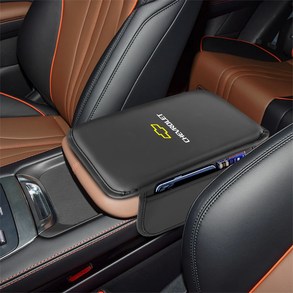 1pc PU Leather Car Armrest Cushion Center Console Storage Pocket Accessories For Chevrolet Cruze Captiva Trax Malibu Tahoe Spark