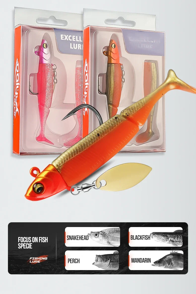 Description Picture 3 of itemFishing Lures 20g Jig Head T-tail Silicone Soft Lure Wobbler Metal Spinner Spoon Bait For Pike Trout Bass Fishing  fishing bait