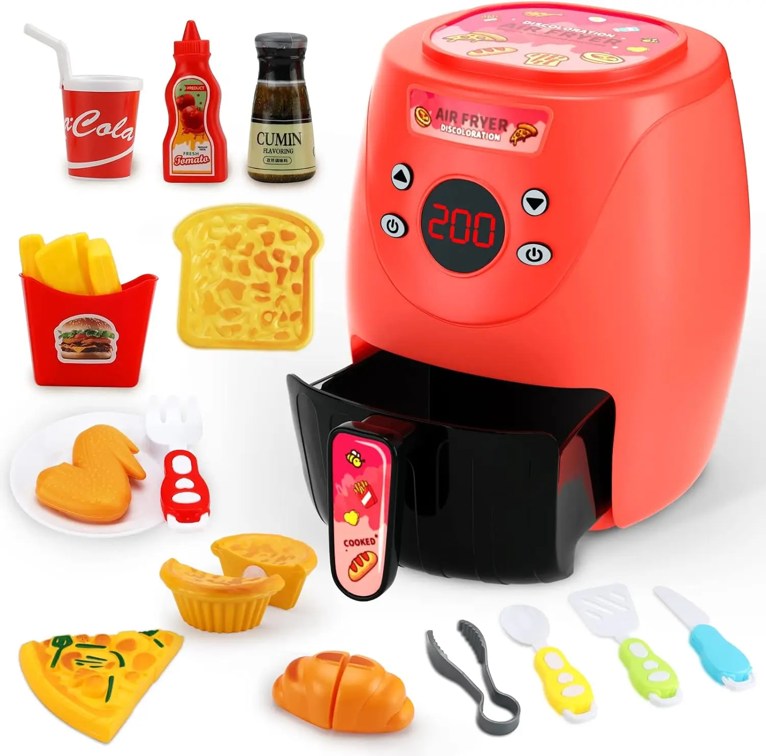 Kids Kitchen Air Fryer With Play Food Toddler Toys Cooking Kitchen Playset Girl Toys educational toys kitchen toys pretend kitchen toys pretend food toys